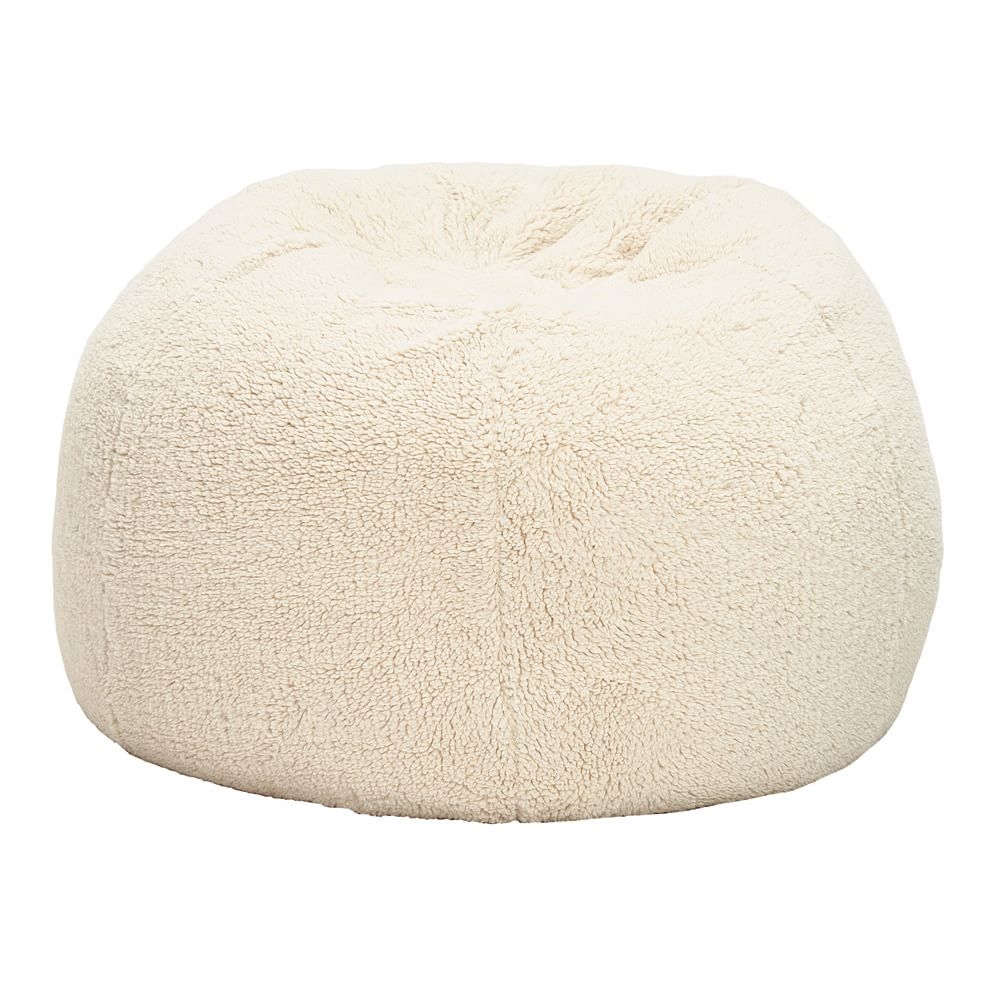 Recycled Blend Sherpa Bean Bag Chair Cover + Insert, Medium, Ivory/White - Image 0