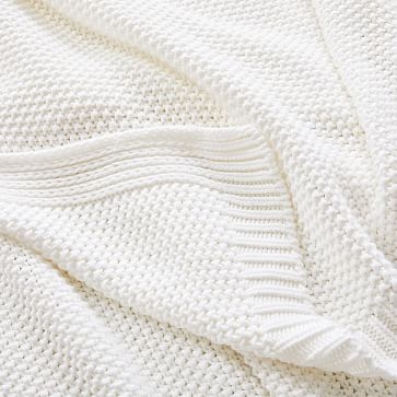 Cotton Knit Blanket , F/Q, Slate - Image 2