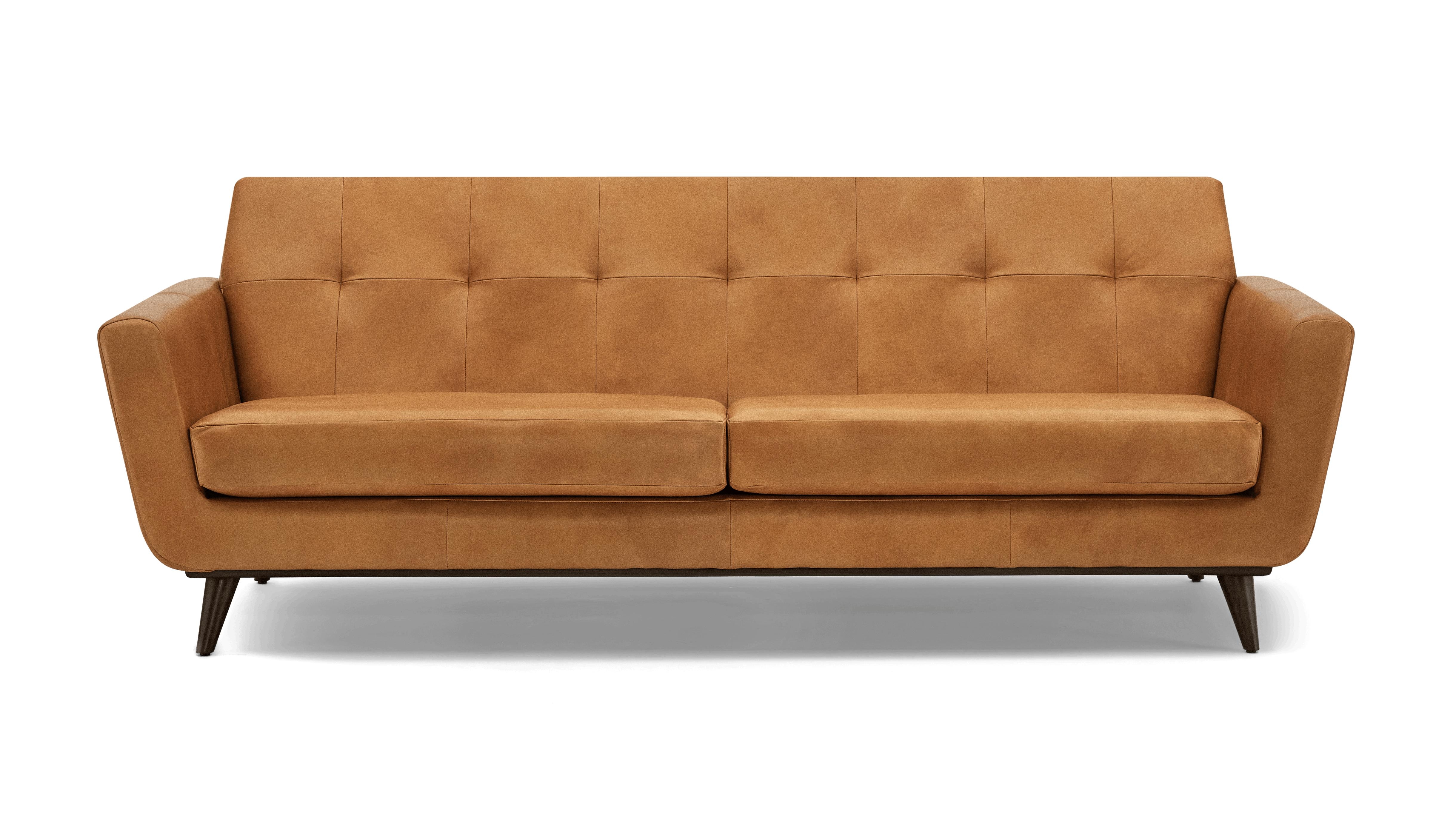 Brown Hughes Mid Century Modern Leather Sofa - Santiago Camel - Mocha - Image 0