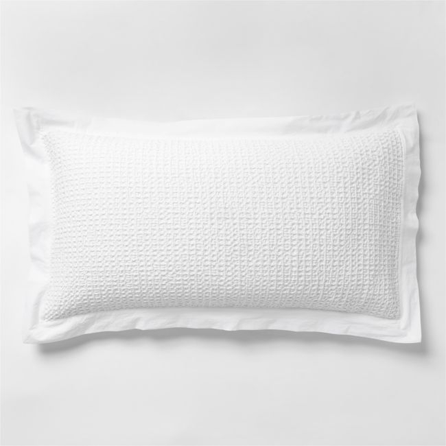 Organic Cotton Waffle Crisp White King Bed Pillow Sham - Image 0