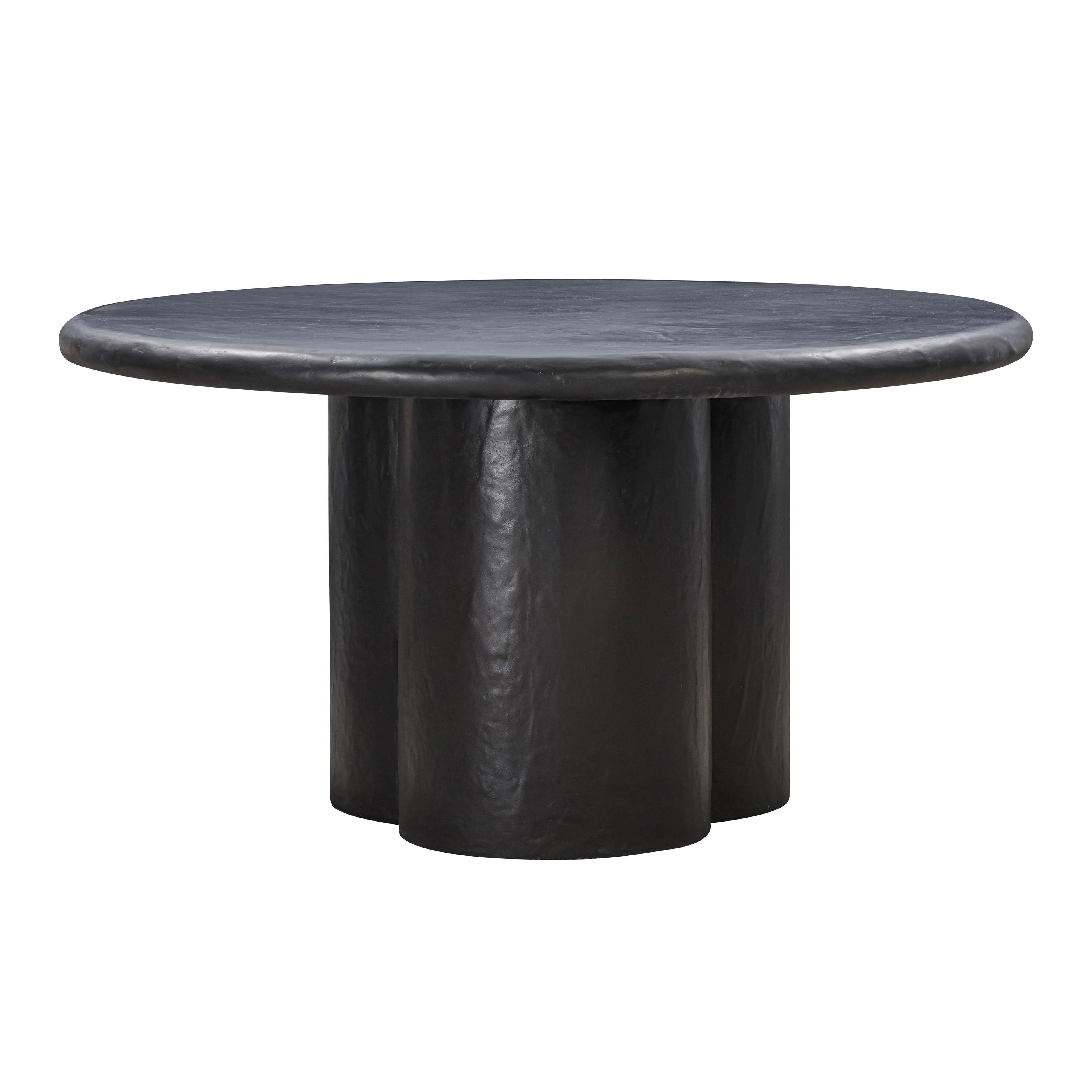 Elika Black Faux Plaster Round Dining Table - Image 1