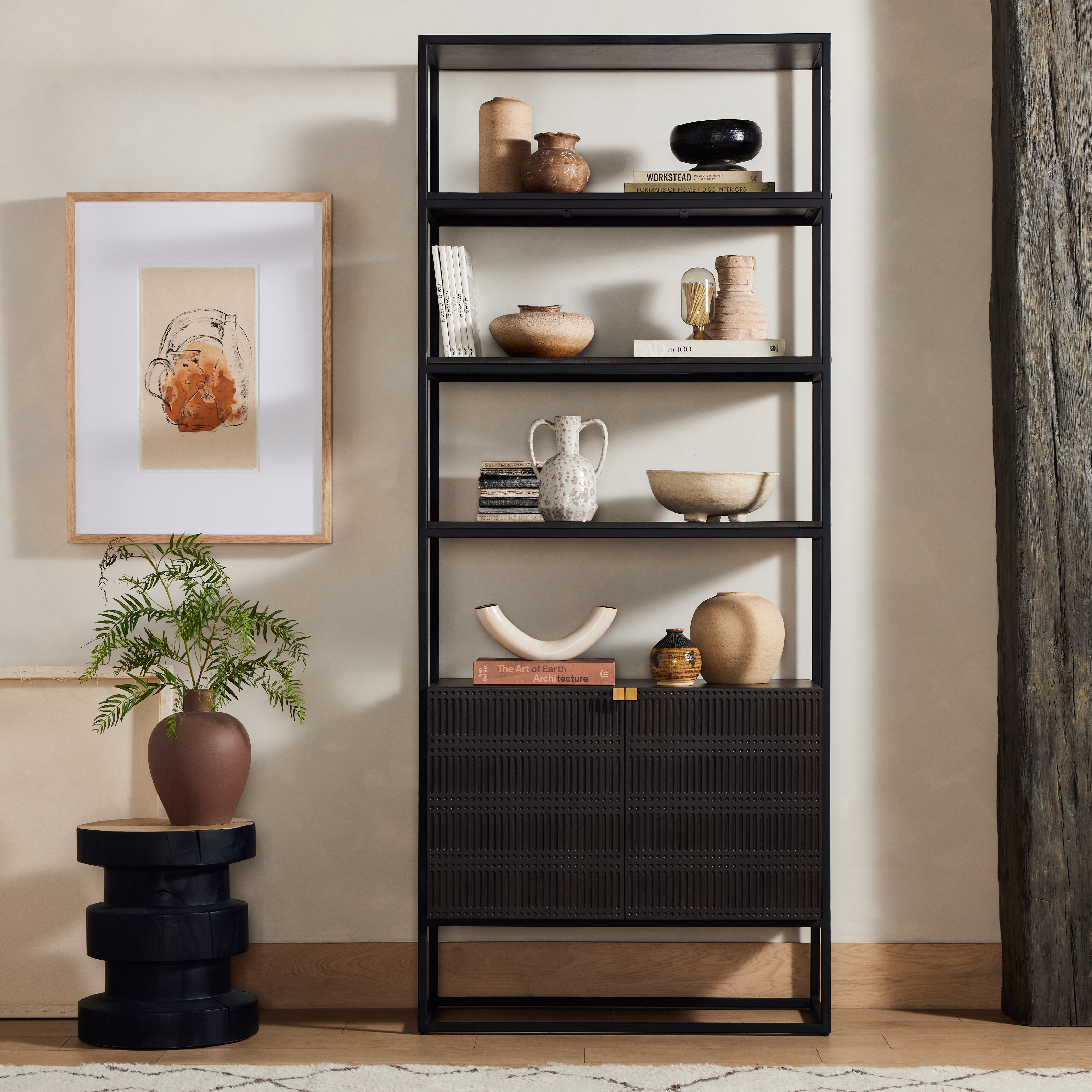 Kelby Bookcase-Carved Vintage Brown - Image 13