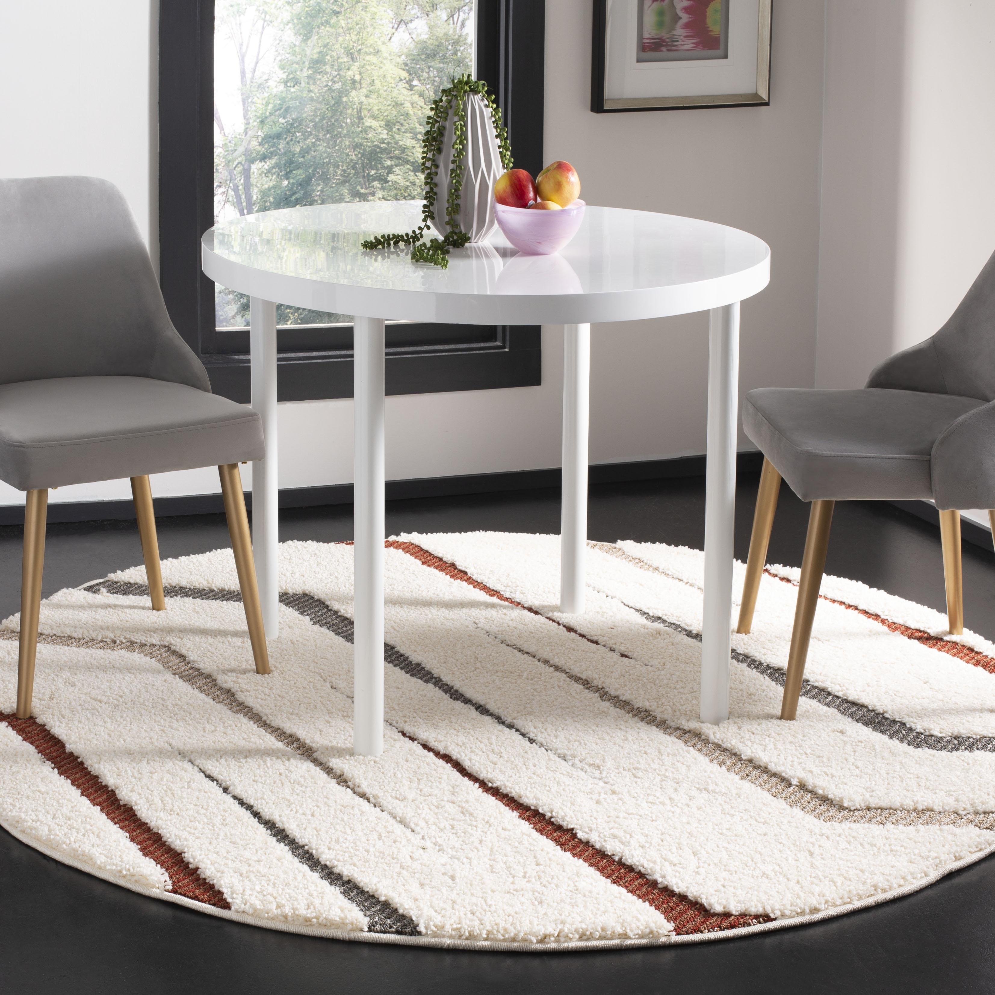 Arlo Home Woven Area Rug, SGG166A, Cream/Multi,  6' 7" X 6' 7" Round - Image 1