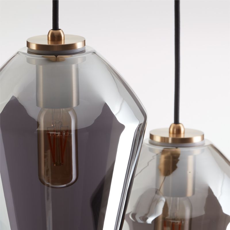 Arren Brass 3-Light Round Pendant with Angled Silver Glass Shades - Image 2