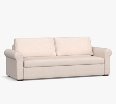 Shasta Roll Arm Upholstered Futon Sleeper With Storage, Polyester Wrapped Cushions, Park Weave Ash - Image 4