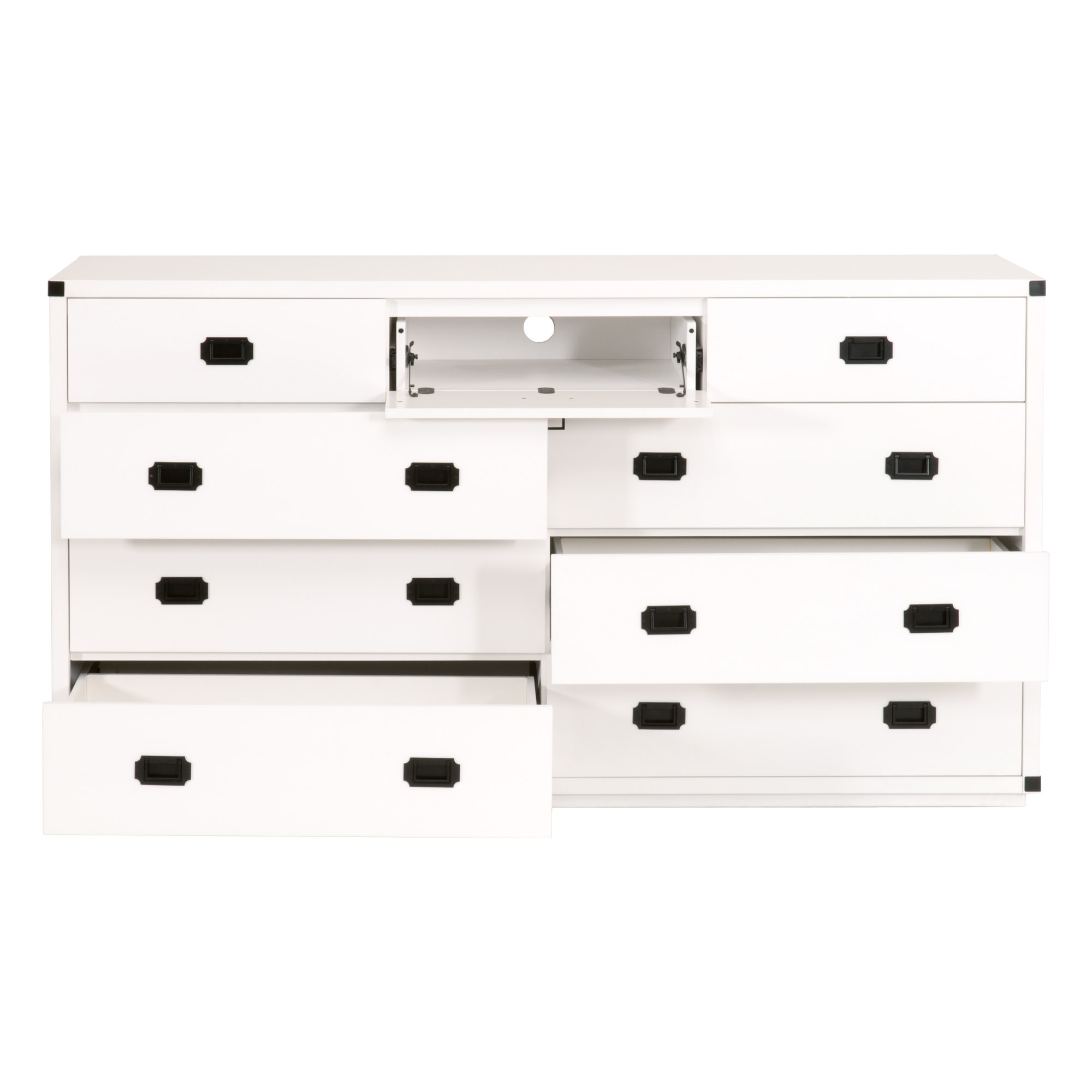 Kendari 9-Drawer Media Dresser, White & Black - DISCONTINUED - Image 6