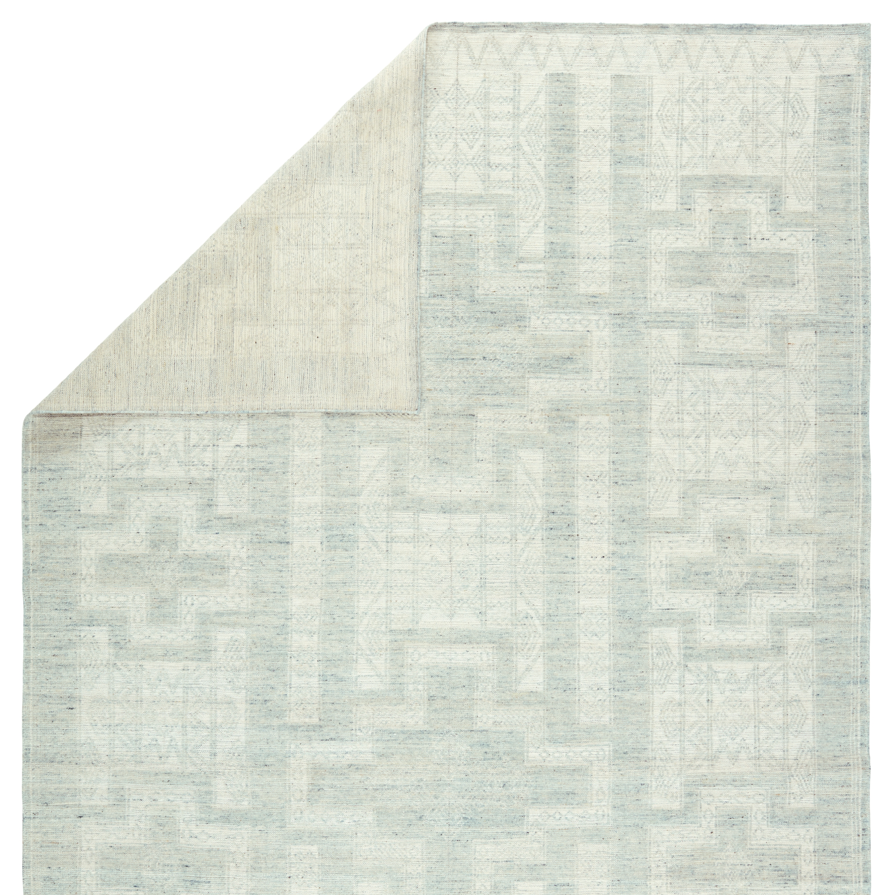 Cirus Hand Knotted Geometric Light Blue/ Ivory Area Rug (6'X9') - Image 2