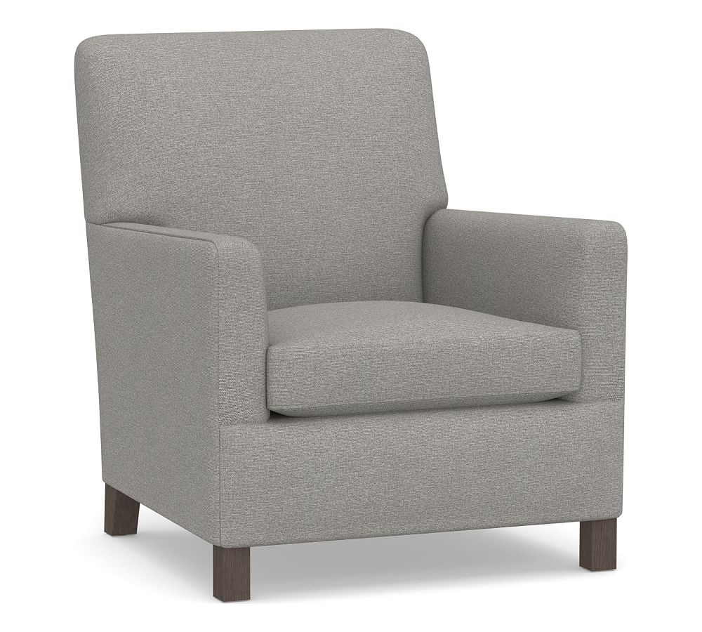 Howard Upholstered Armchair, Polyester Wrapped Cushions, Performance Heathered Basketweave Platinum - Image 0