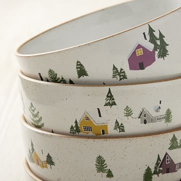 Holiday Skiers Cereal Bowl, Stoneware, Skier, Each - Image 1
