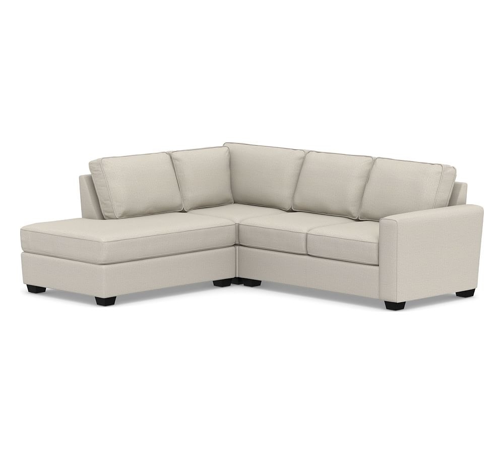 SoMa Fremont Square Arm Upholstered Right 3-Piece Bumper Sectional, Polyester Wrapped Cushions, Performance Heathered Tweed Pebble - Image 0