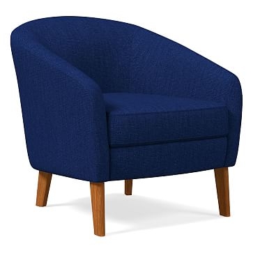 Jonah Chair, Basket Slub, Sapphire, Pecan - Image 0