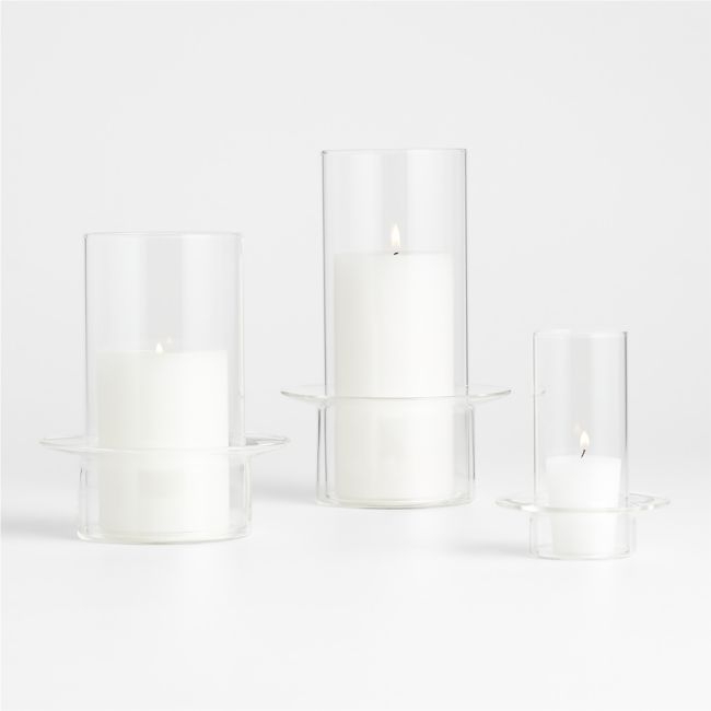Gara Clear Glass Hurricane Candle Holders, Set of 3 - Image 0