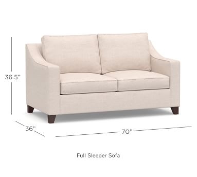 Cameron Slope Arm Upholstered Queen Sleeper Sofa with Memory Foam Mattress, Polyester Wrapped Cushions, Performance Heathered Basketweave Dove - Image 4