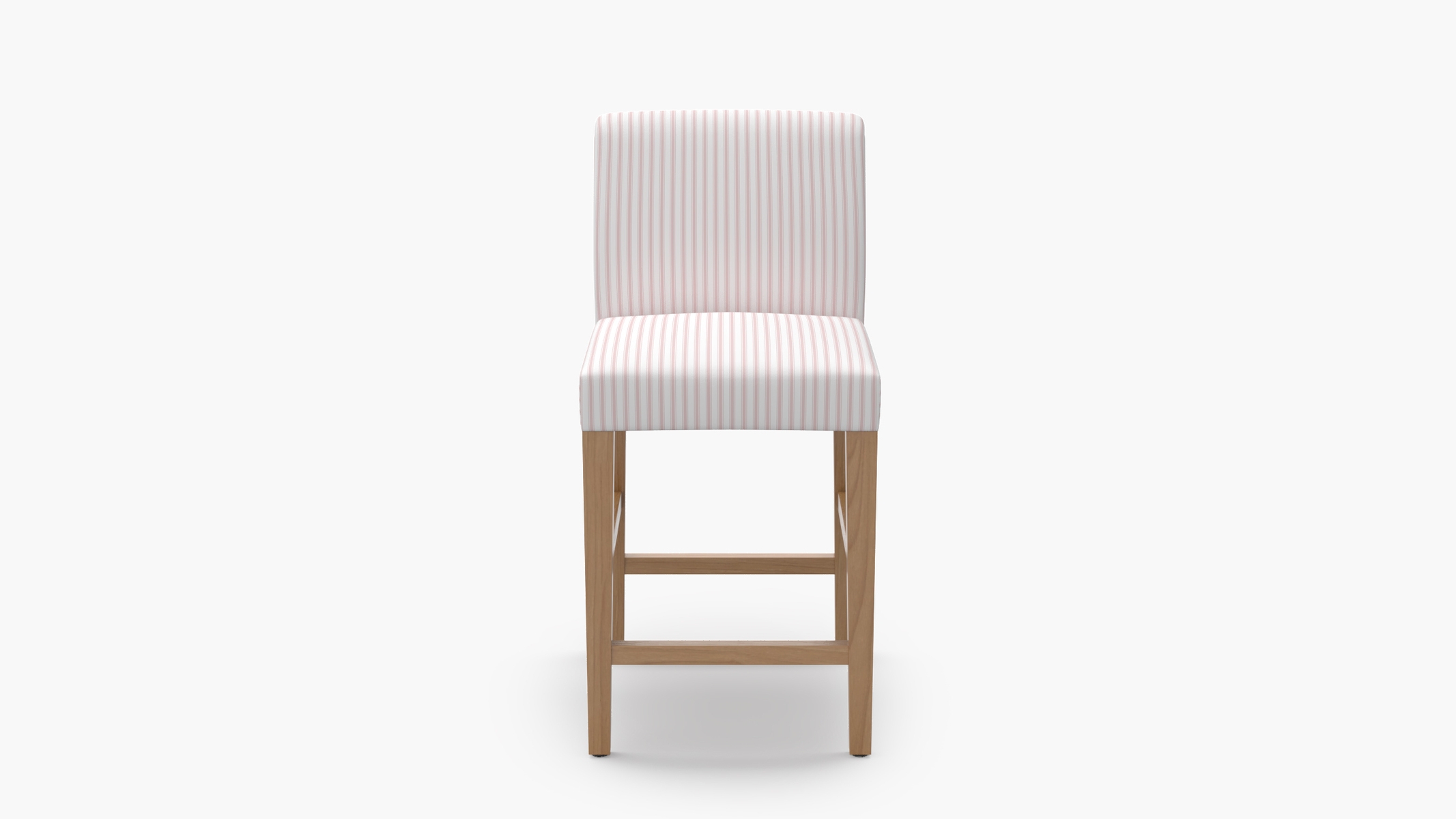 Signature Dining Counter Stool, Pink Classic Ticking Stripe, Natural Square Tapered Leg - Image 0