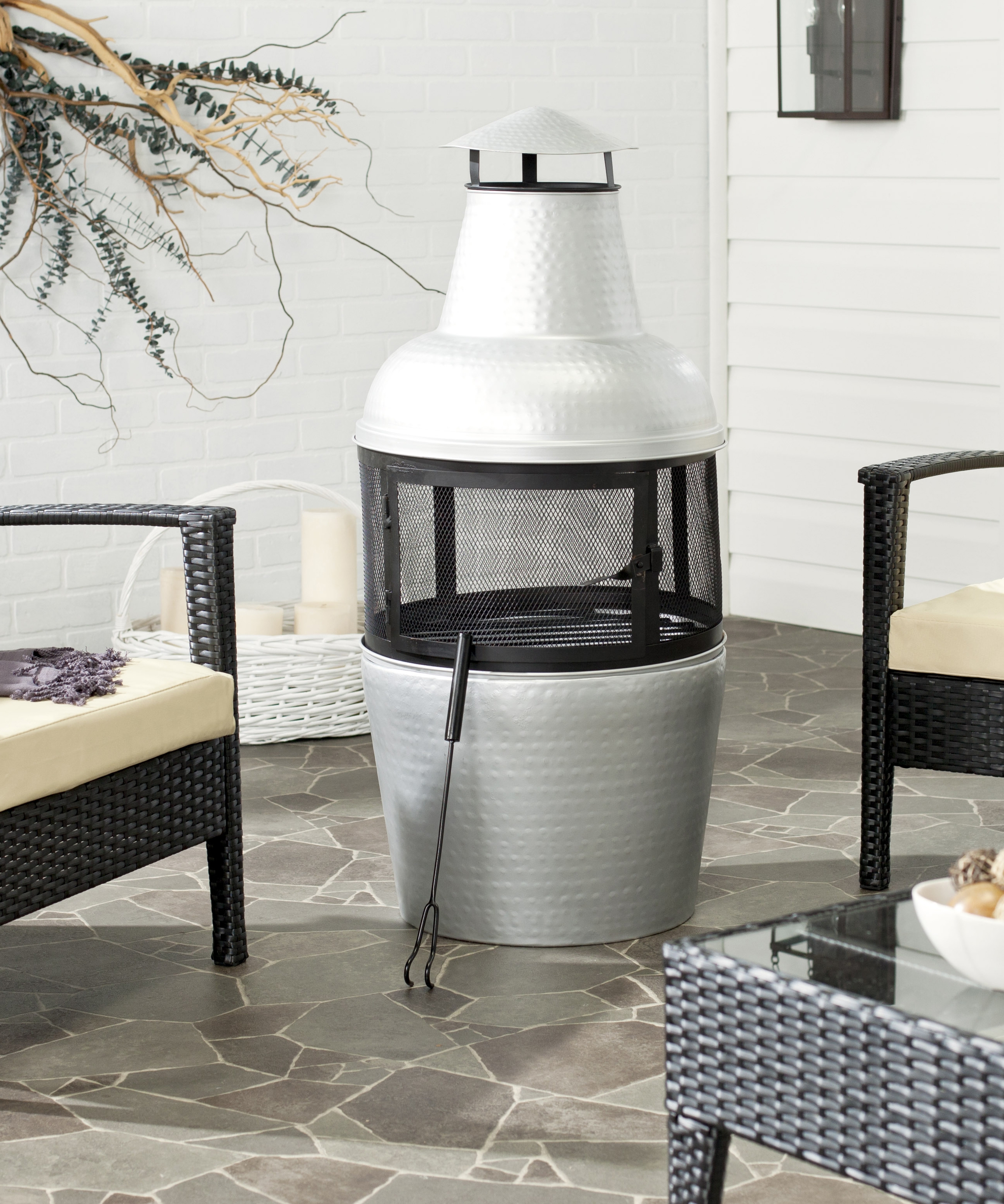 Cartagena Chiminea - Silver/Black - Safavieh - Image 1