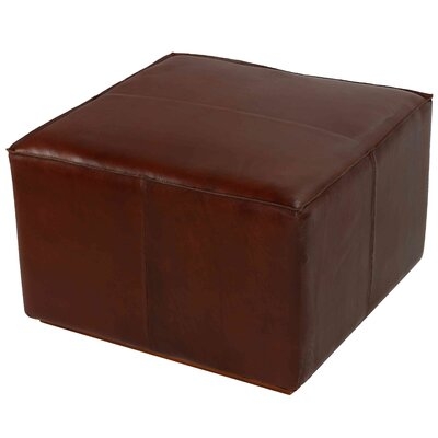 Red Barrel Studio® Nikola Genuine 100% Leather Square Ottoman, Brown - Image 0