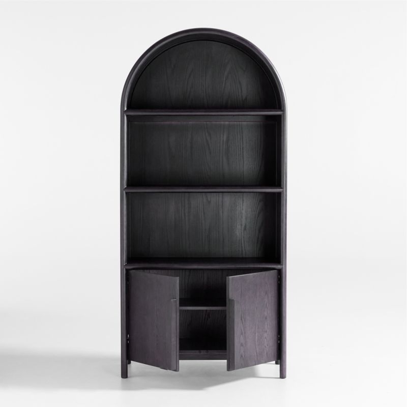Annie 38" Charcoal Brown Wood Storage Bookcase with Shelves by Leanne Ford - Image 1