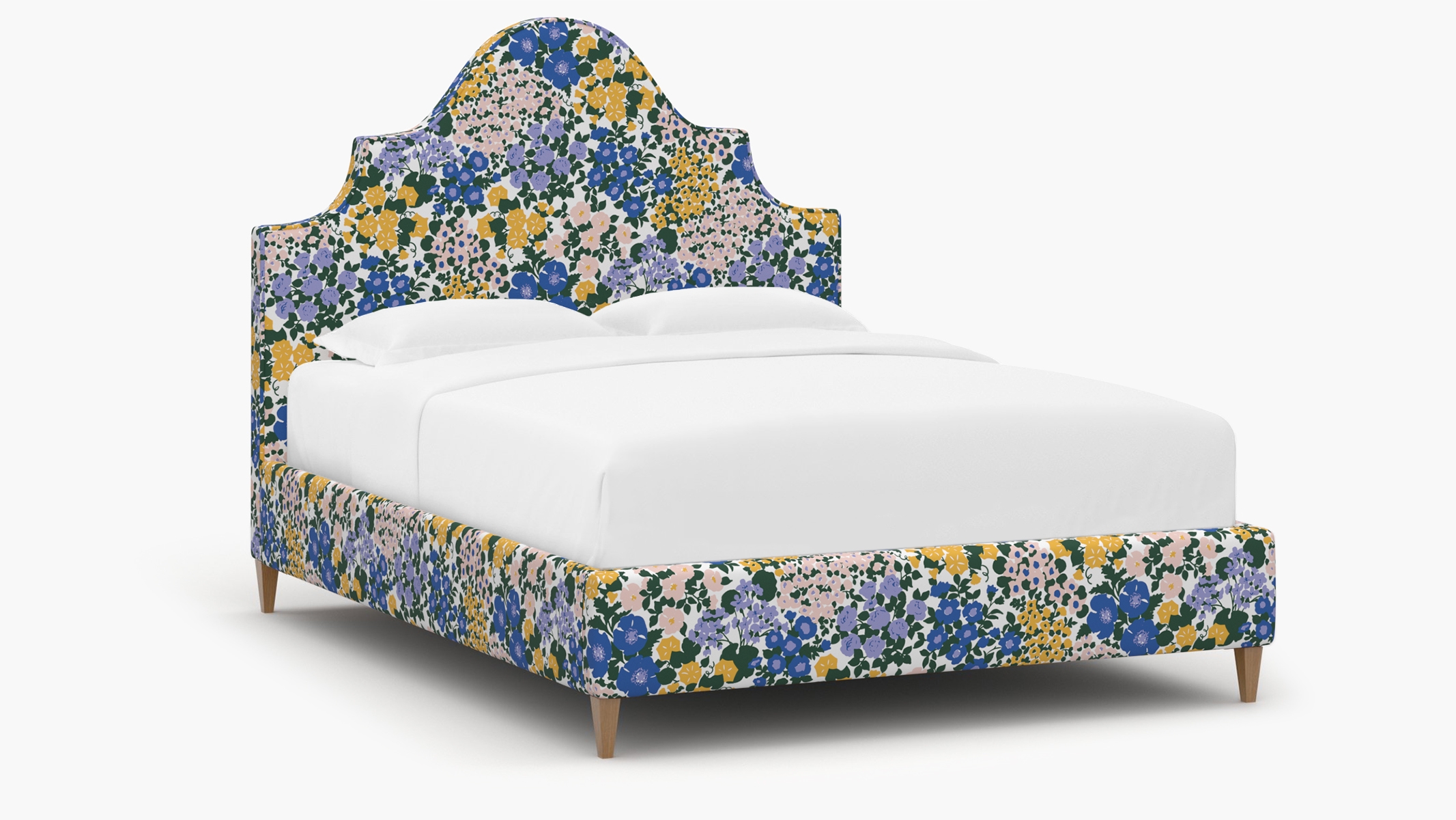 Statement Bed, Lavender Million Flowers, Natural Square Tapered Leg, Twin - Image 1