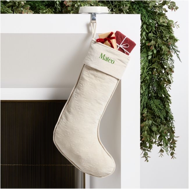 Ivory Quilted Velvet Christmas Stocking - Image 0