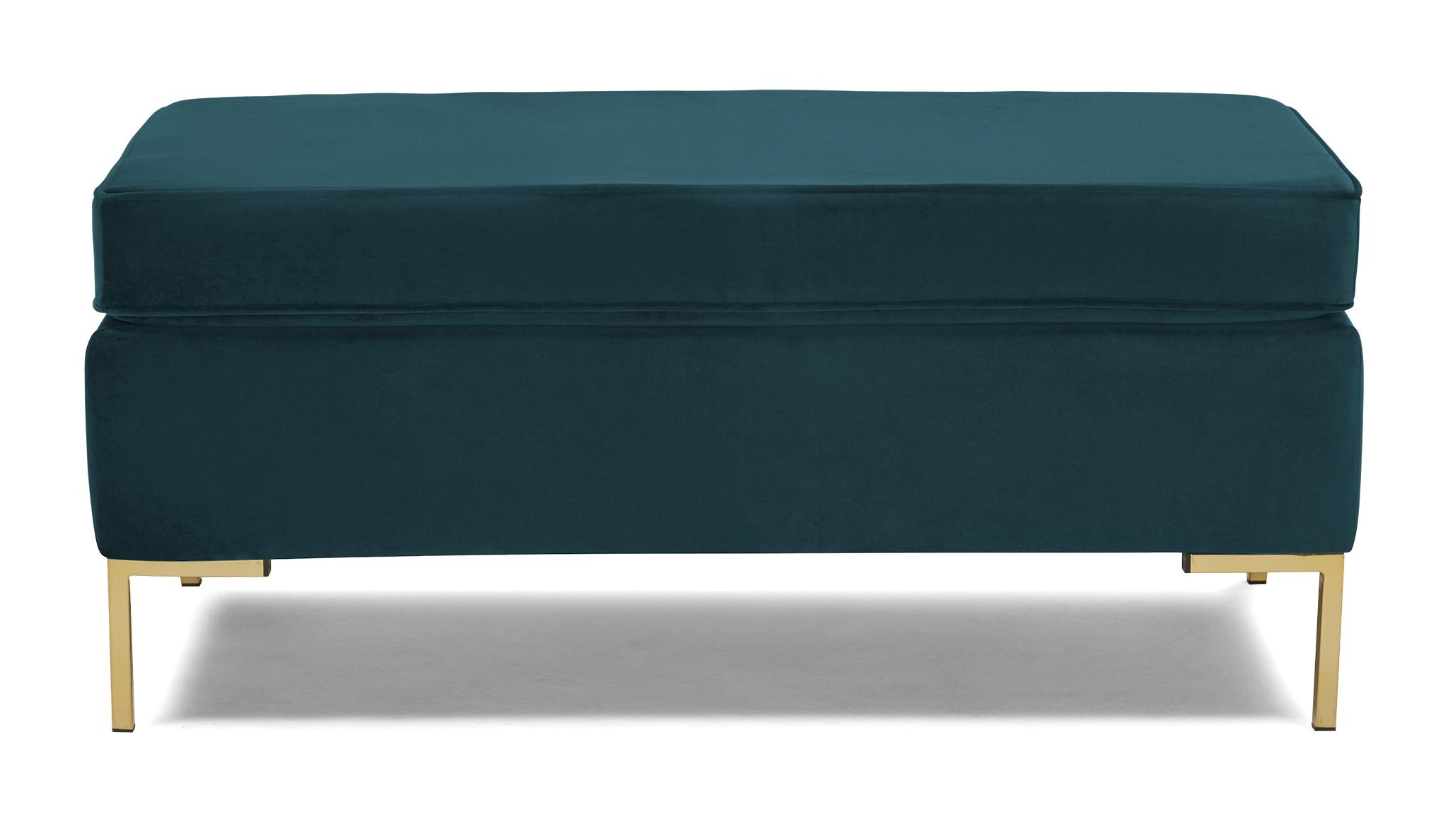 Blue Dee Mid Century Modern Bench with Storage - Sunbrella Premier Lagoon - Image 0