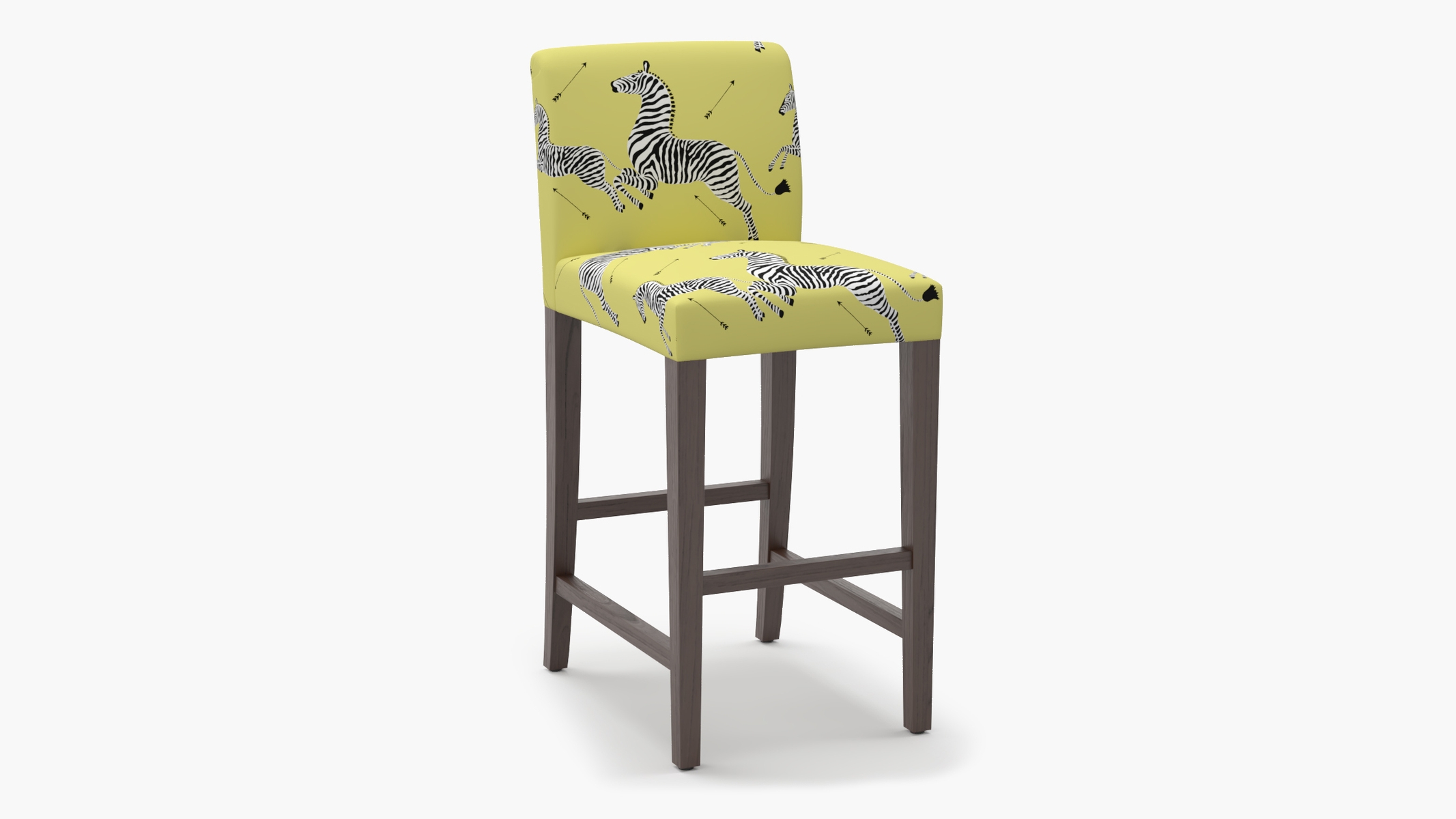 Signature Dining Bar Stool, Yellow Zebra, Espresso Square Tapered Leg - Image 1