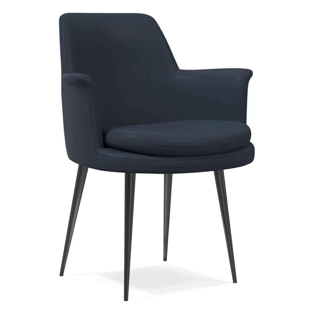 Finley Wing Dining Chair, Sierra Leather, Blue, Gunmetal - Image 0