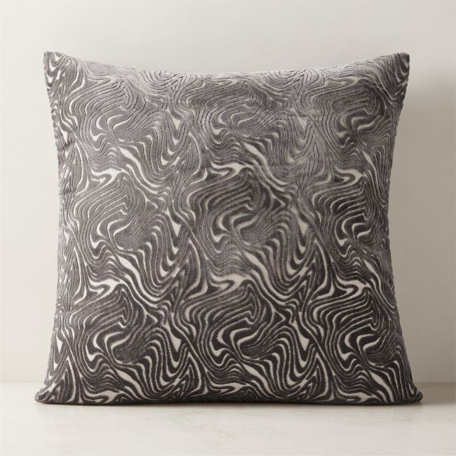 Maro Grey Cut Viscose Throw Pillow with Down-Alternative Insert 23"x23" - Image 0