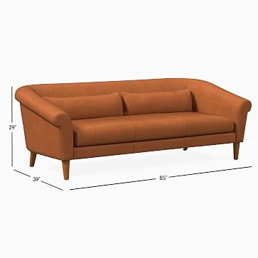 Parlour 82" Sofa, Oxford Leather, French Navy, Pecan - Image 2