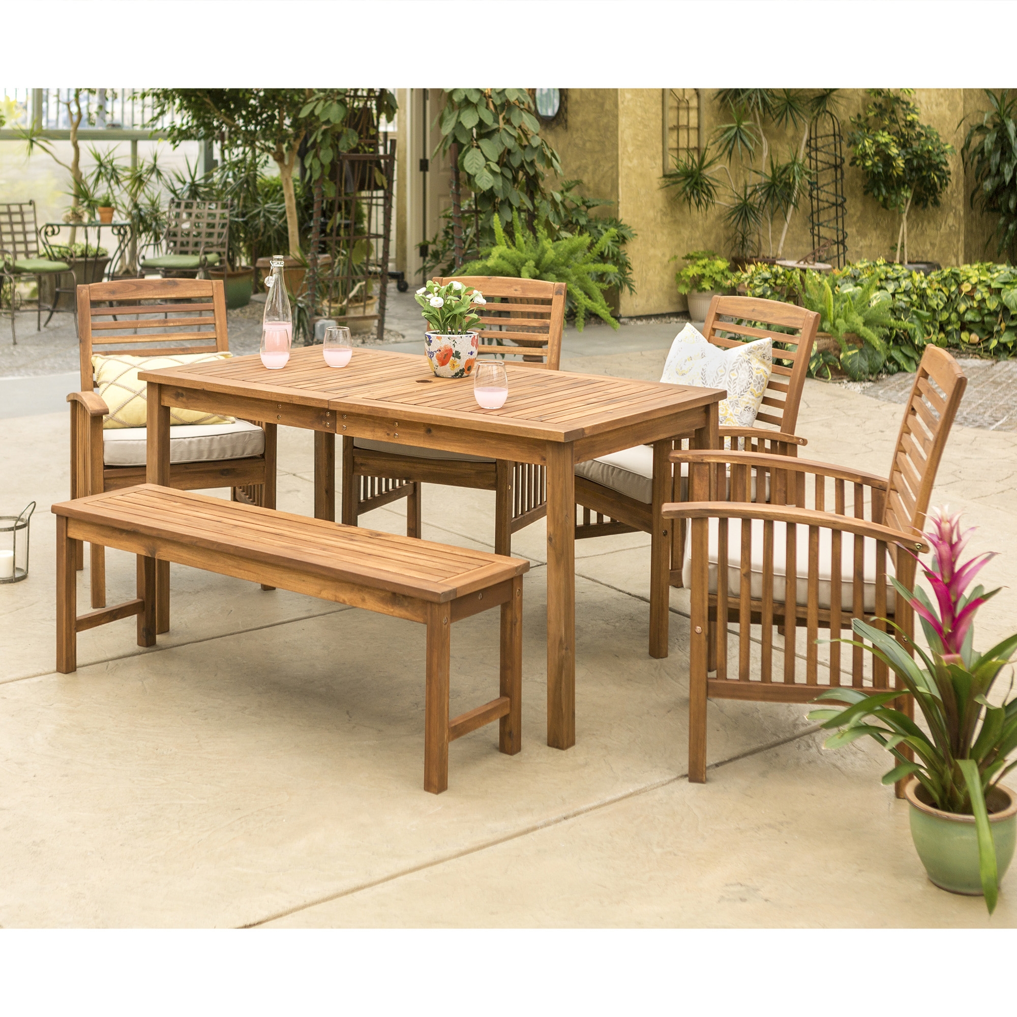 6-Piece Modern Patio Dining Set - Brown  - Image 3