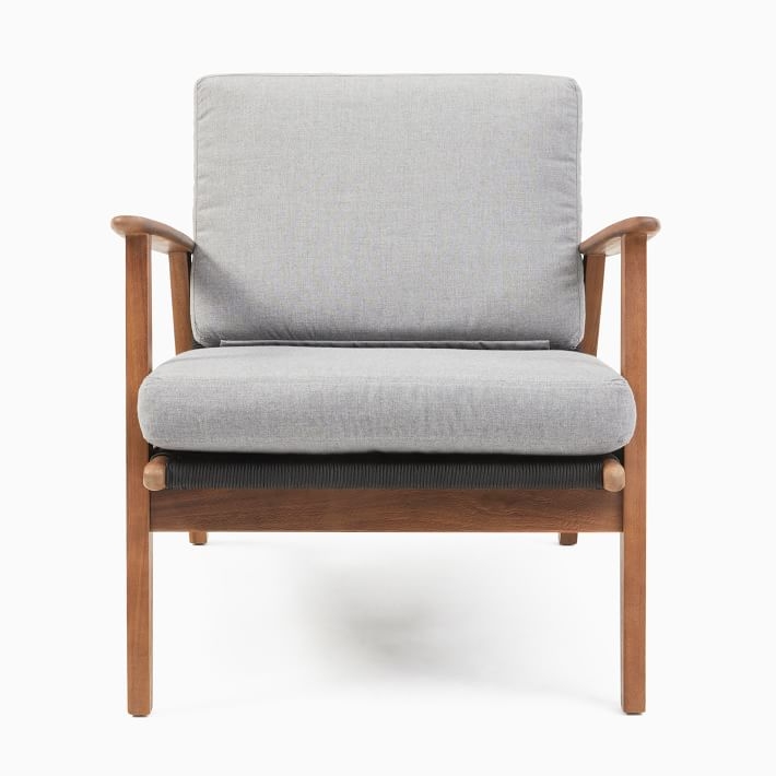 Catskill Lounge Chair, Wood & Woven, Vintage Dark Teak & Gray - Image 1