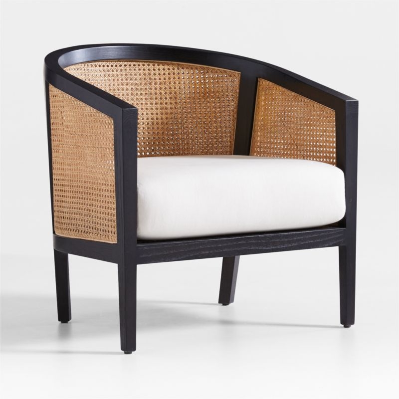 Ankara Cane Chair with Ivory Cushion, Black - Image 3