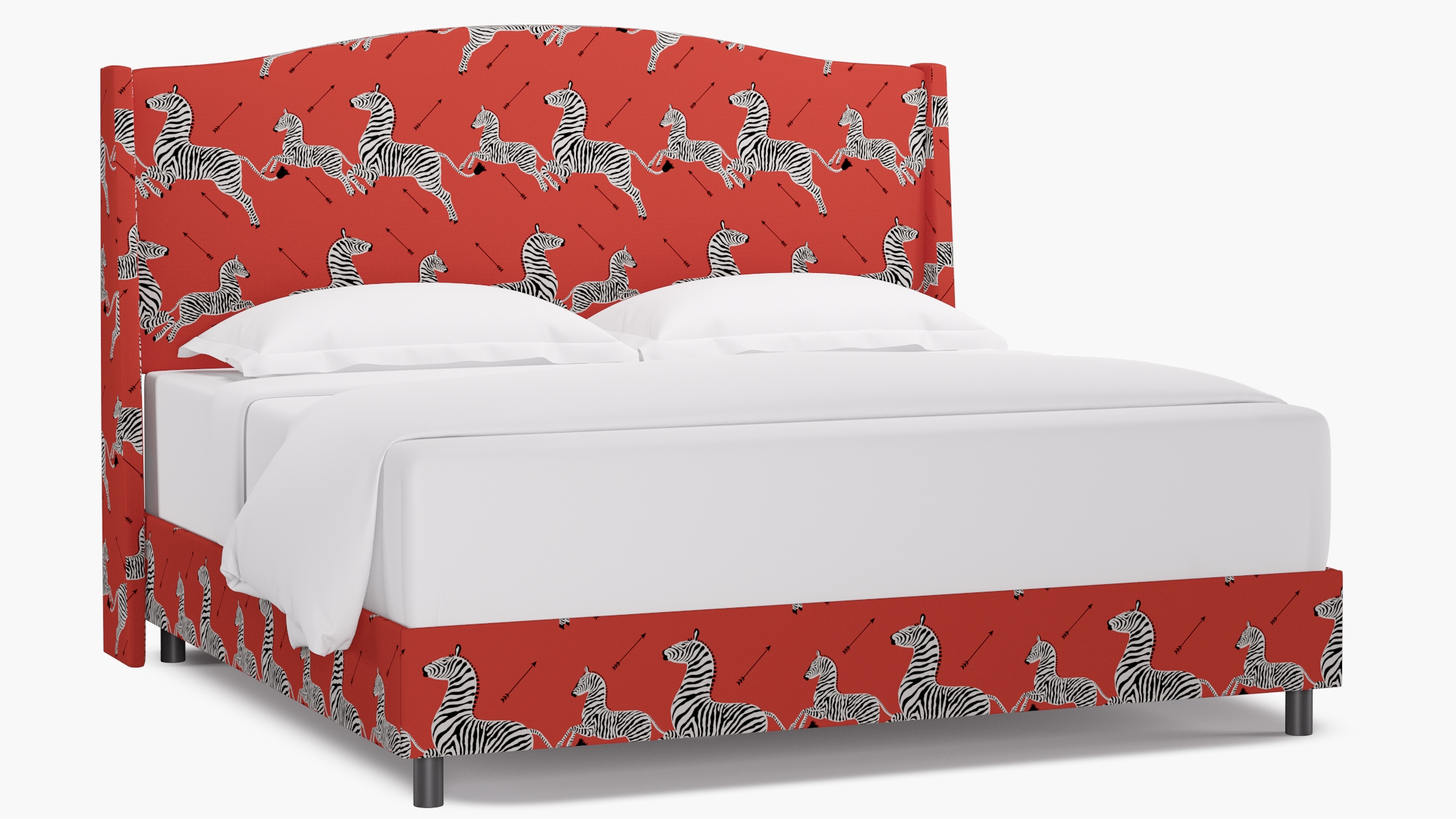 Classic Wingback Bed, Coral Zebra, King - Image 0