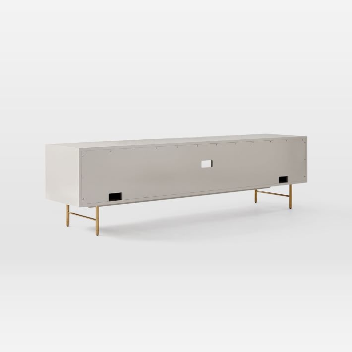 Modernist Wood + Lacquer Media Console, Winterwood, 80" - Image 6