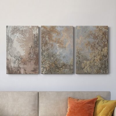Fresco Collage III - 3 Piece Wrapped Canvas Painting Set - Image 0