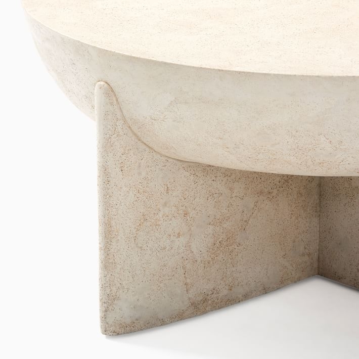 Monti Collection White Lava Stone 30" Round Coffee Table - Image 4