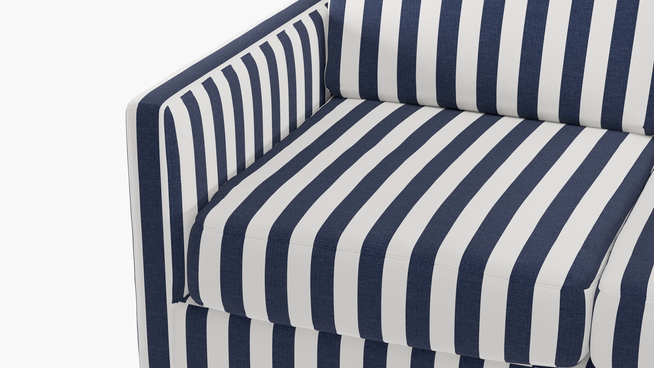 Modern Sofa, Navy Cabana Stripe, Chrome - Image 5
