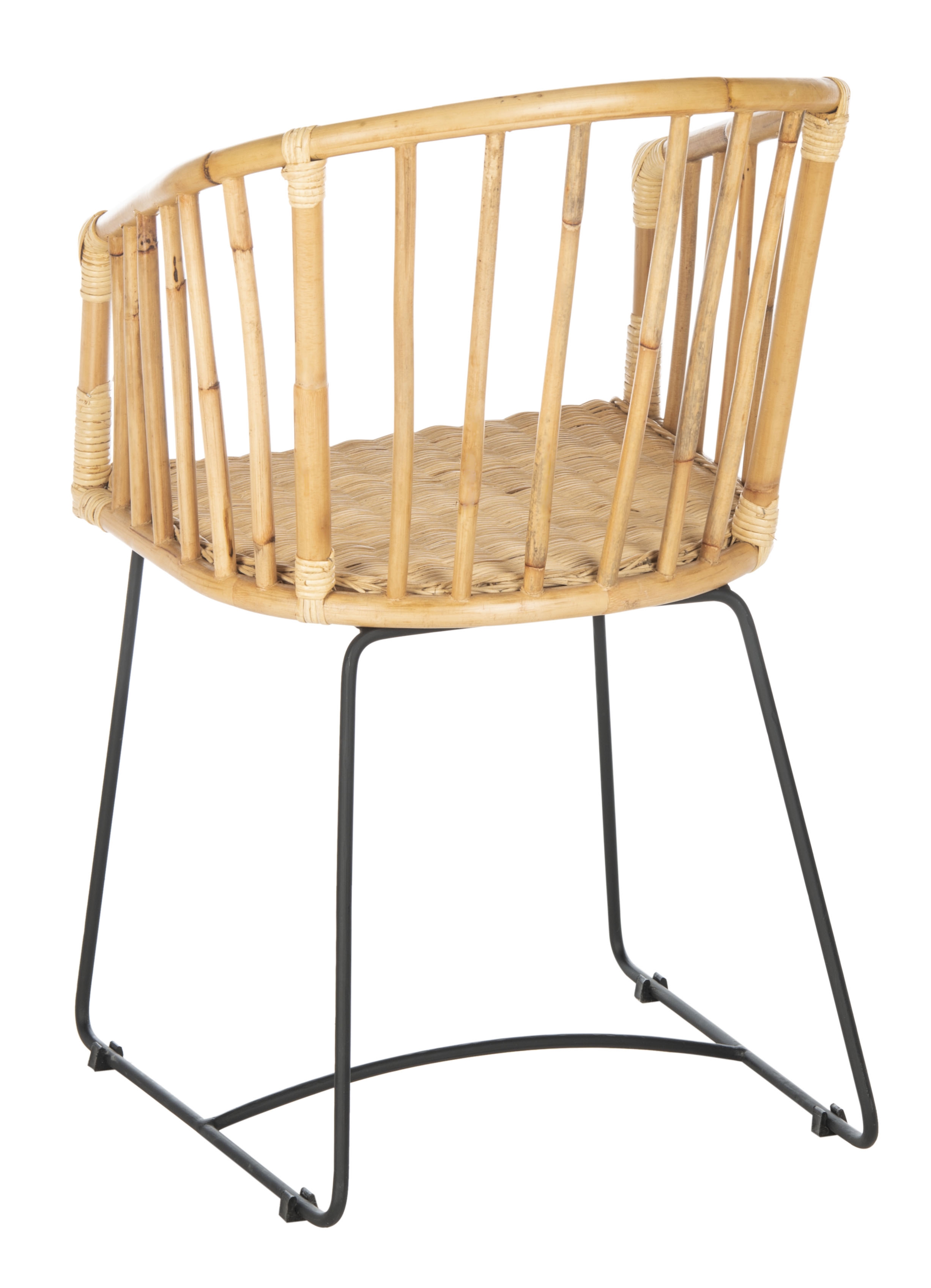 Siena Rattan Barrel Dining Chair - Natural/Black - Safavieh - Image 1