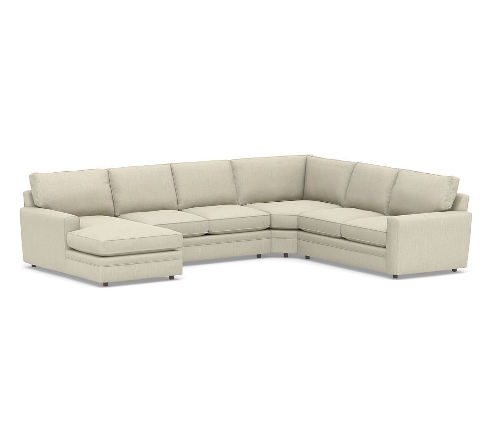 Pearce Square Arm Upholstered Right Arm 4-Piece Wedge Sectional, Down Blend Wrapped Cushions, Chenille Basketweave Oatmeal - Image 0