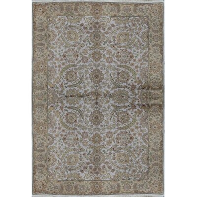 Oriental Hand-Knotted 6' x 8.8' Wool Cream/Gold Area Rug - Image 0