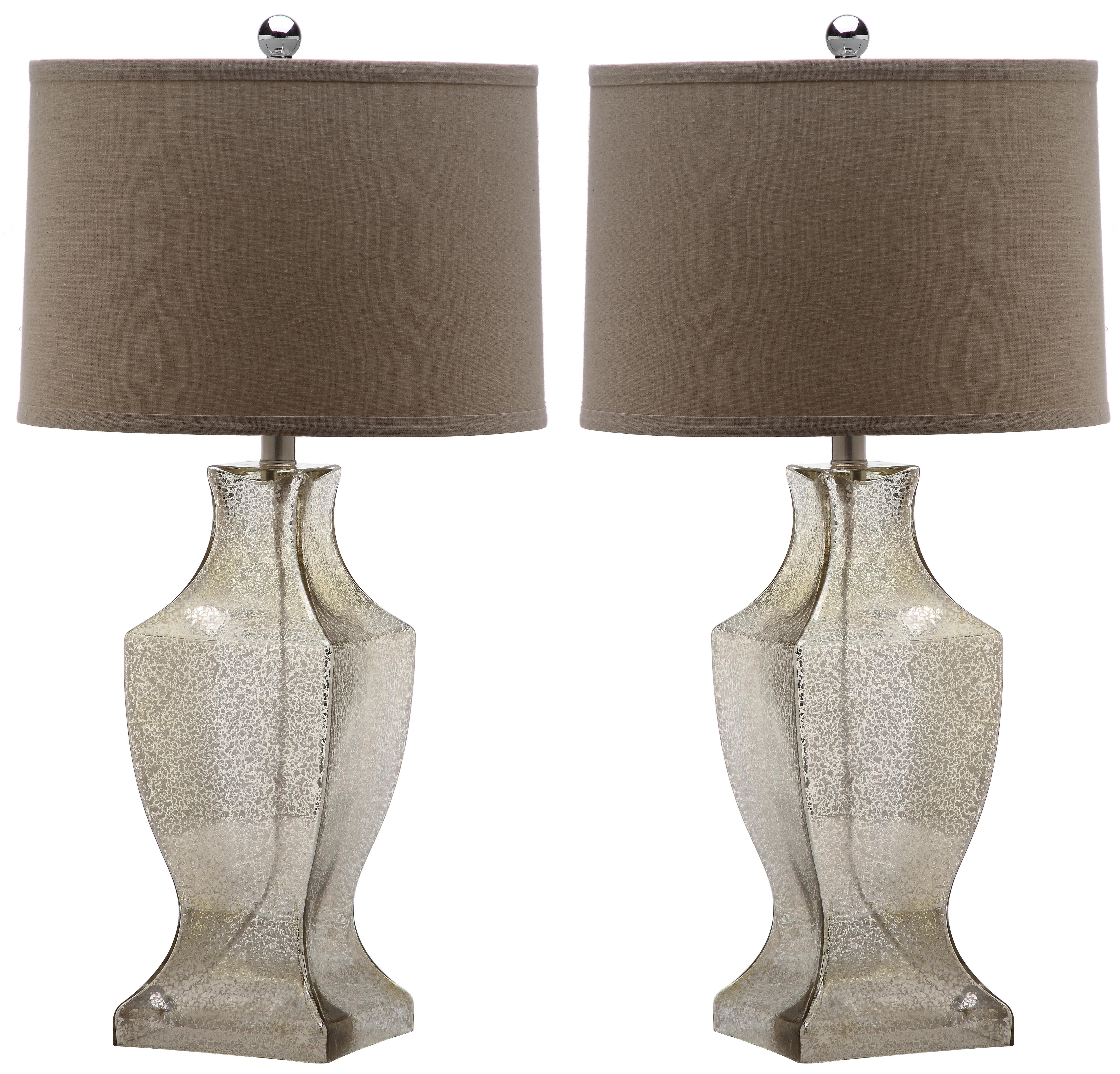 Glass 29-Inch H Bottom Table Lamp - Ivory/Silver - Arlo Home - Image 0