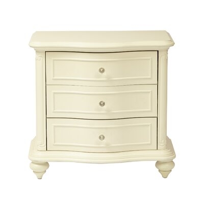 3 - Drawer Solid Wood Nightstand in Wisteria White - Image 0