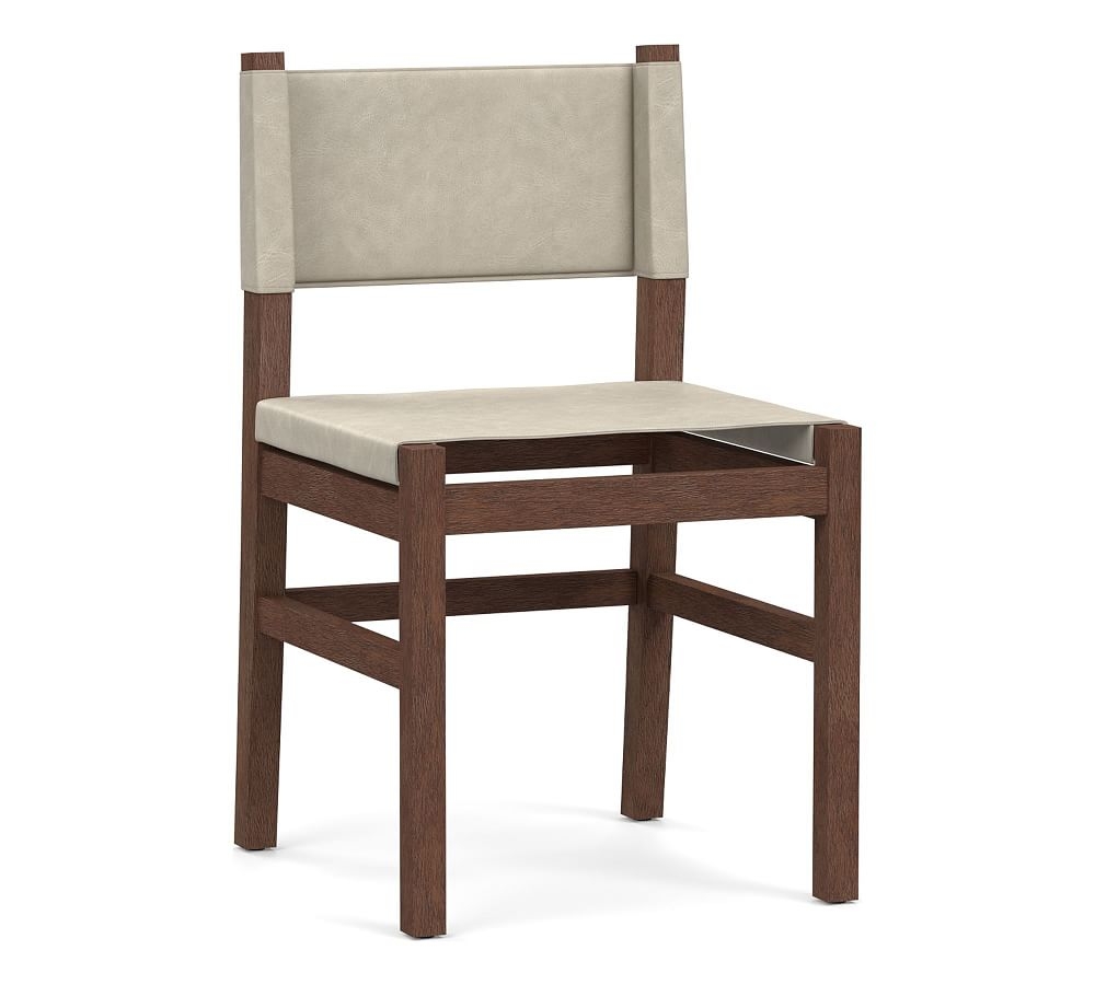 Segura Leather Dining Side Chair, Coffee Bean Frame, Statesville Pebble - Image 0