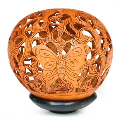 McAlisterville Wild Butterfly Coconut Shell Carving Sculpture - Image 0