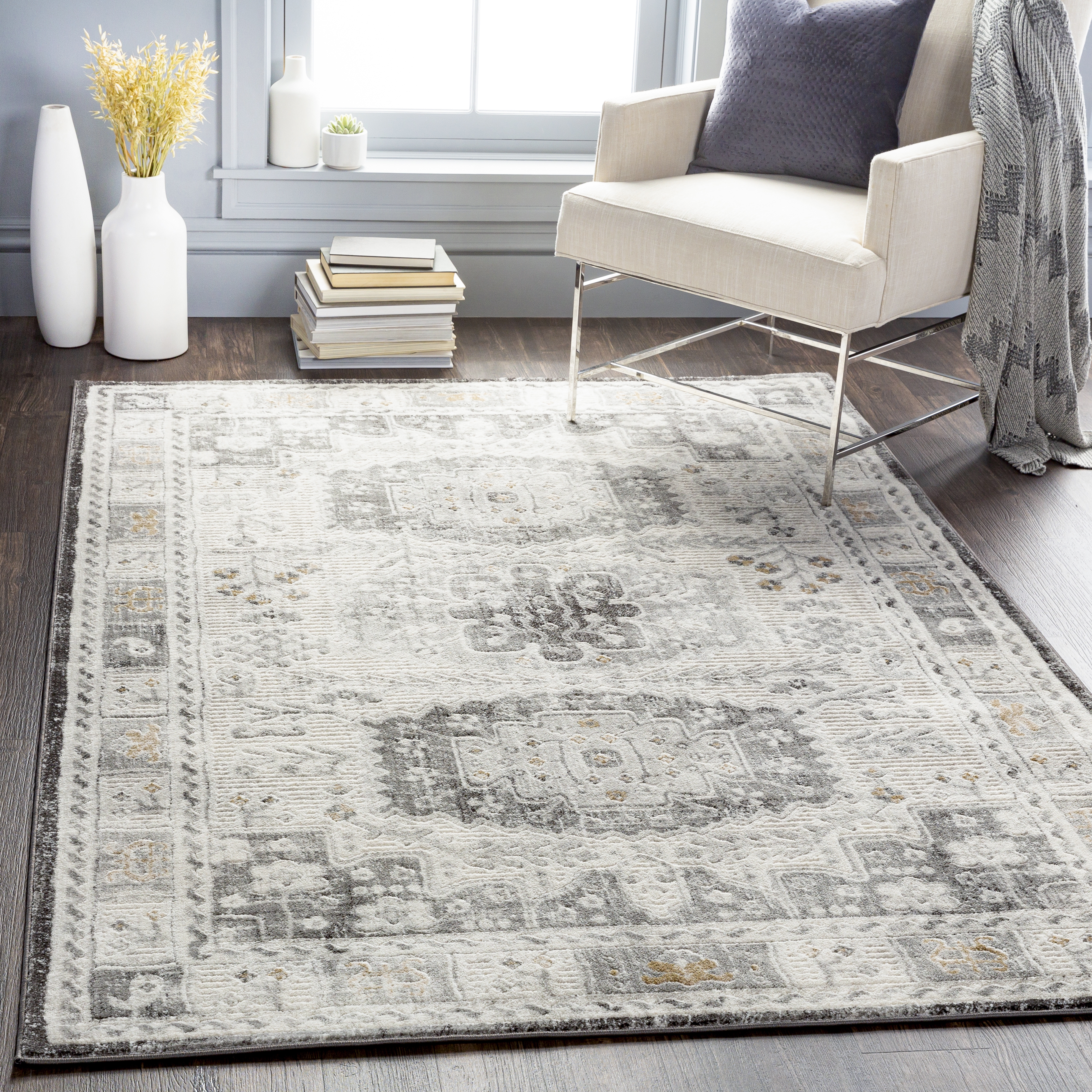 Indigo Gray Indoor 1'11" x 2'11" Machine Woven Rug - Image 1