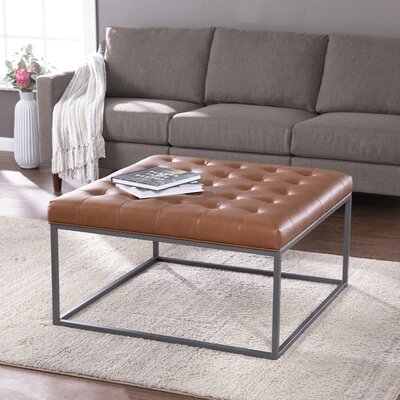 Ciarin Upholstered Cocktail Ottoman, Brown And Gray - Image 0