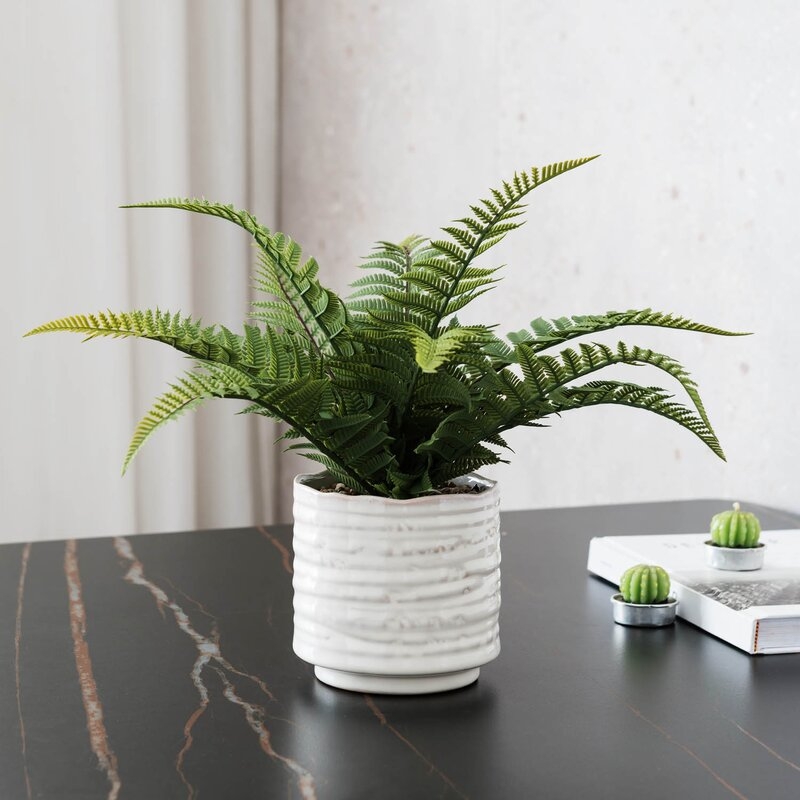 11" Artificial Fern Plant in Pot - Image 1