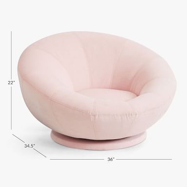 Chenille Washed Blush Groovy Swivel Chair - Image 1