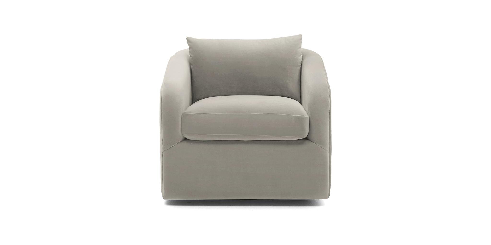 White Amelia Mid Century Modern Swivel Chair - Bloke Cotton - Image 0