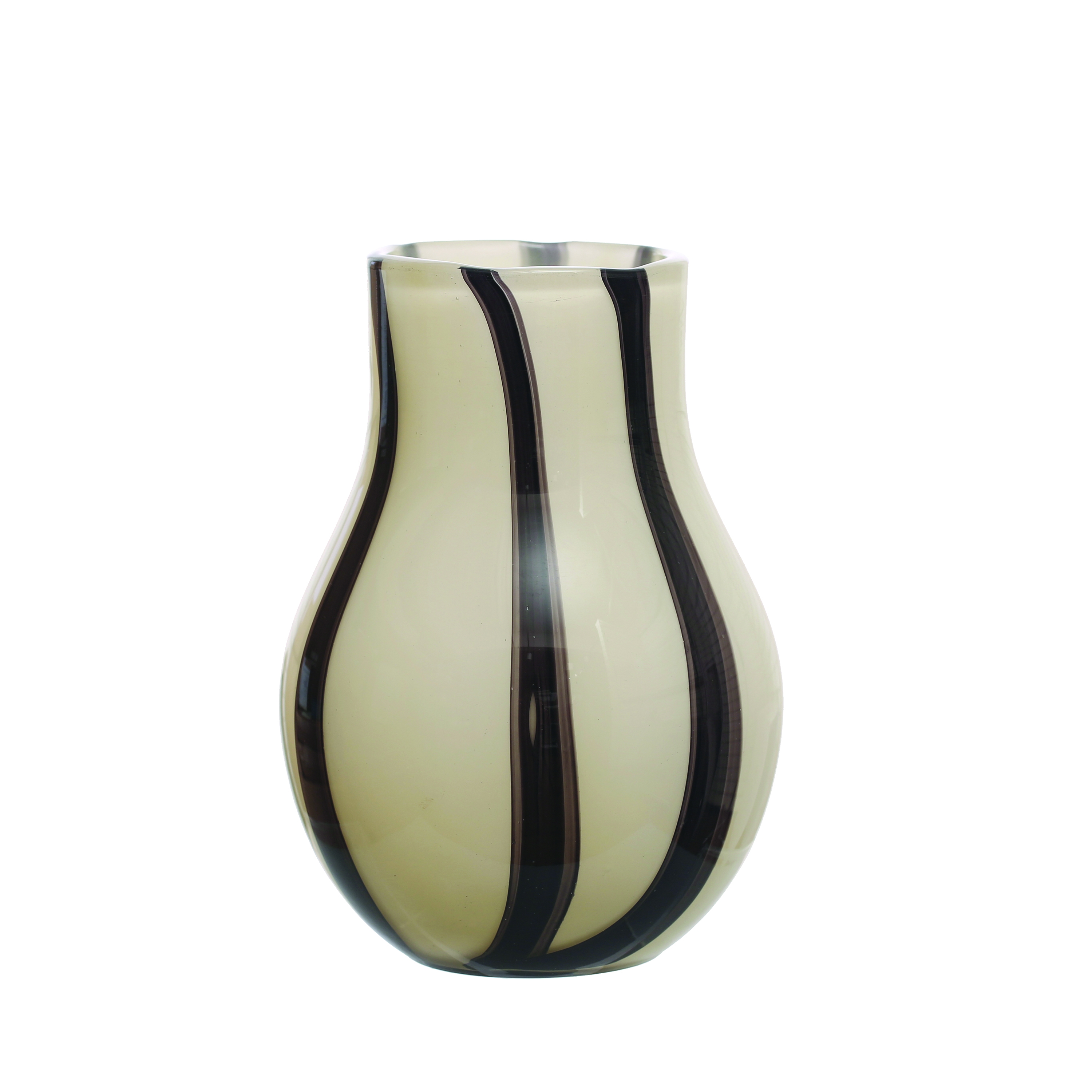 7.75 Inches Glass Vase with Stripes, Black and White - Image 0
