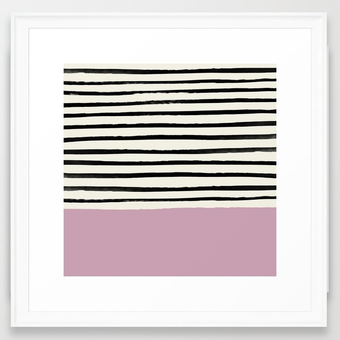 Dusty Rose & Stripes Framed Art Print by Leah Flores - Scoop White - Medium(Gallery) 20" x 20"-22x22 - Image 0